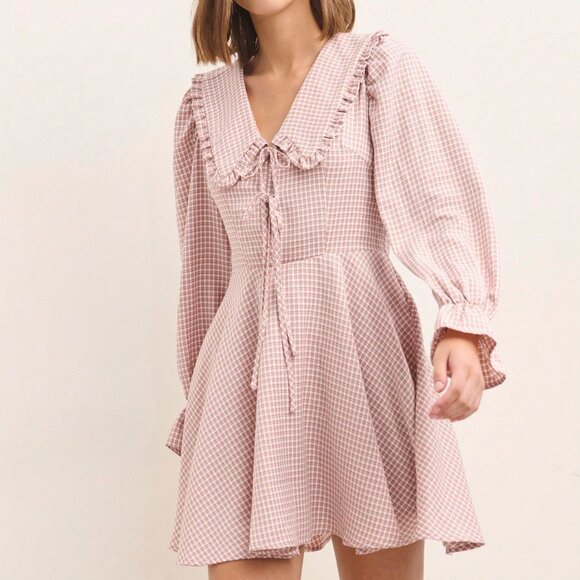 Brown Boho Women's Long Sleeve Ruffled Dress - Picture 6 of 10